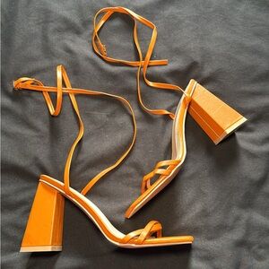 NWOT Nasty Gal Vibrant Orange Strappy Heels